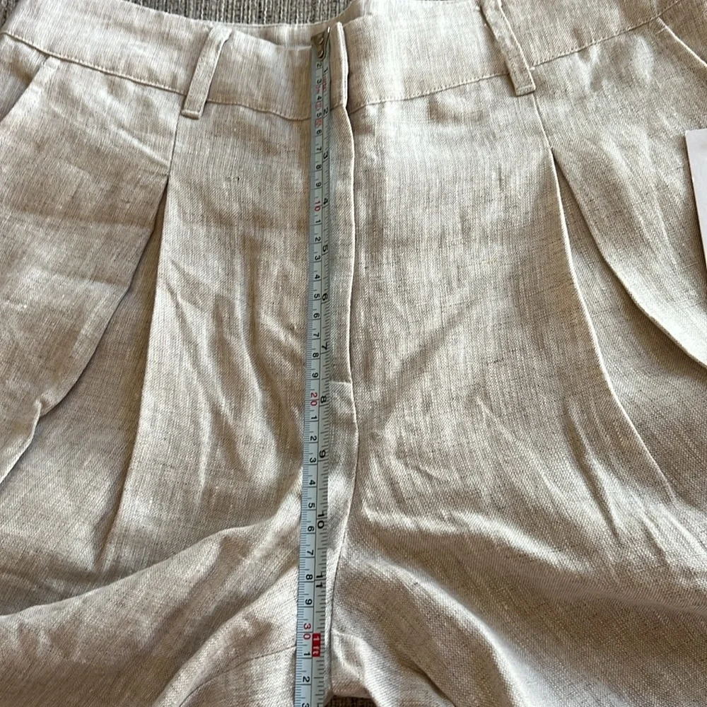 Reformation Asher linen pants wide leg chino oatmeal size 6 NWT